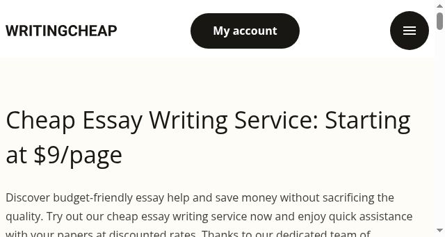 Screenshot of writingcheap.com