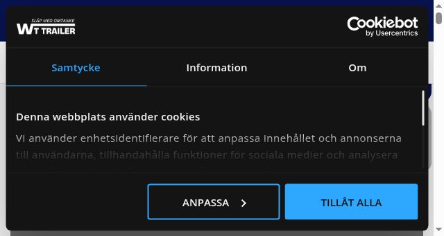 Screenshot of wttrailer.se