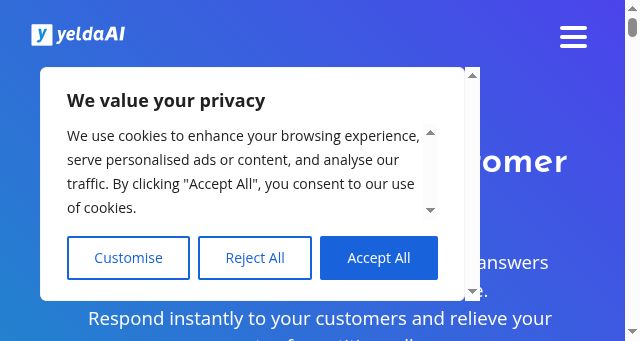 Screenshot of yelda.ai