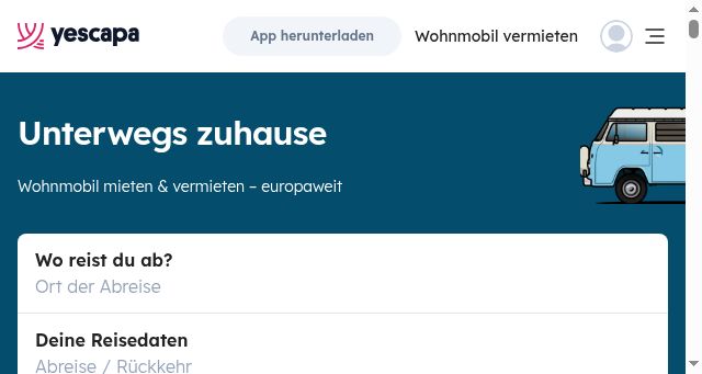 Screenshot of yescapa.de
