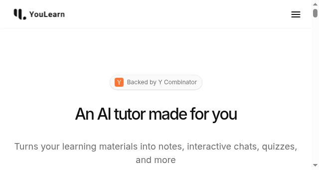 Screenshot of youlearn.ai