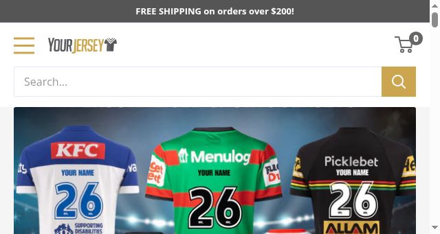 Screenshot of yourjersey.com.au