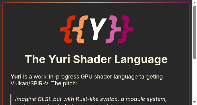 Screenshot of yuri-lang.dev