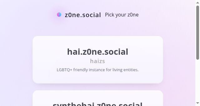 Screenshot of z0ne.social