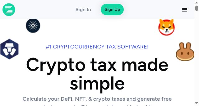 Screenshot of zenledger.io