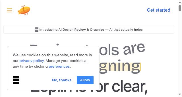Screenshot of zeplin.io