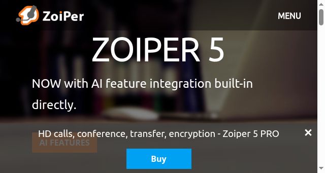 Screenshot of zoiper.com