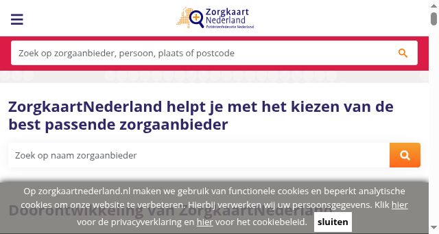 Screenshot of zorgkaartnederland.nl